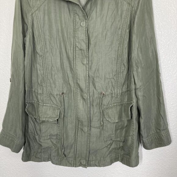 Maison Jules Jacket Womens Large Green Utility Anorak Lyocell Drawstring Pockets - Picture 4 of 16